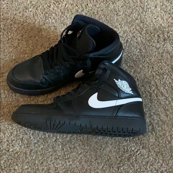 Jordan Other - Jordan 1 mid black w/ white swoosh